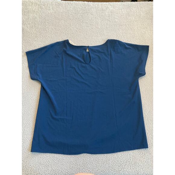 NWT Soft Surroundings Top Large Boxy Oversized Stretch Blue Career Modern Blouse - Picture 3 of 12